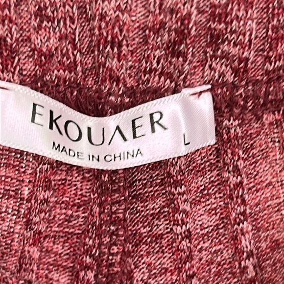 V Neck Knit Burgundy Loungewear Set 2 Piece Long Pant Size Large New With Tags - Picture 9 of 11